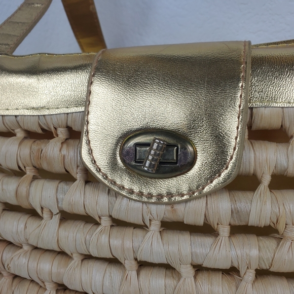Bijoux Terner Yellow/Gold 100% Straw Bag Tote - Picture 8 of 8